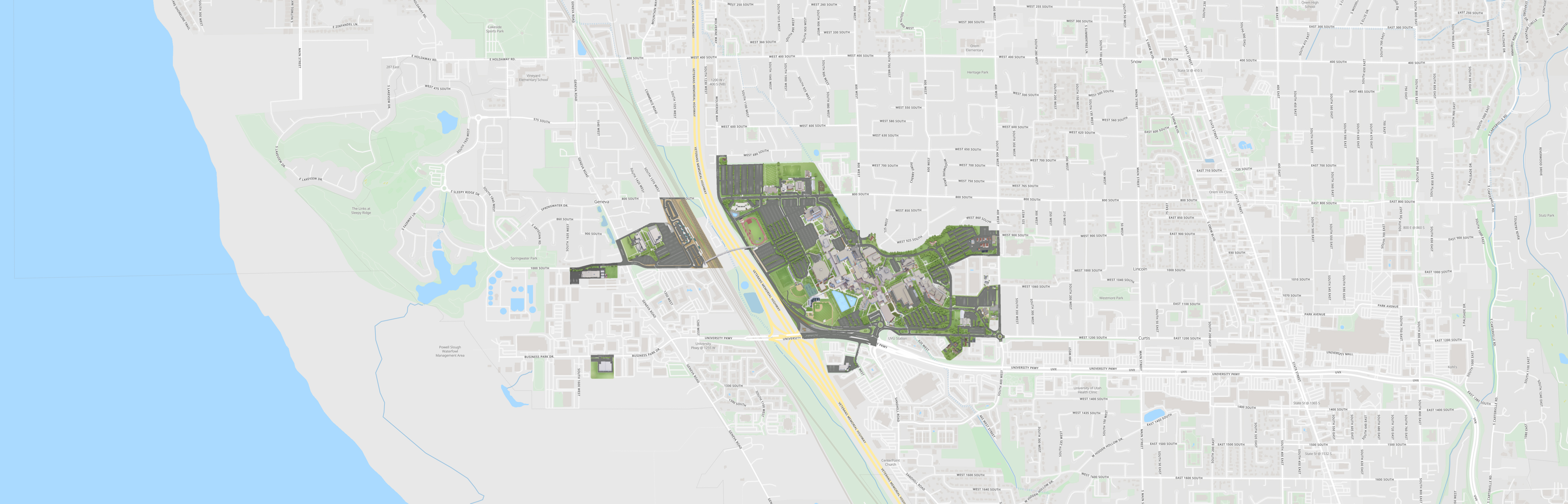 Aerial map showing location of UCCU Center.