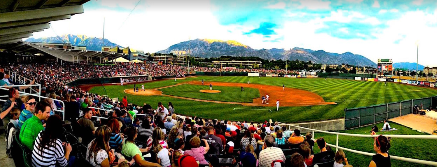 UCCU Ballpark. Crowd watching baseball game